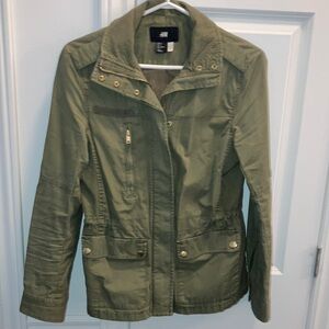 H&M Green Utility Jacket Mid-Weight Cotton